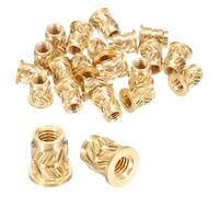 sourcing map 20 Pcs Threaded Inserts, M3 x 6.3mm H x 4.6mm OD Brass Metric Knurled Flange T-Nuts Female Threaded Heat Set Inserts Embedment Nut for Plastic and 3D Printing Components
