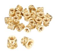 sourcing map 20 Pcs Threaded Inserts, M4 x 6.7mm H x 6.8mm OD Brass Metric Knurled Flange T-Nuts Female Threaded Heat Set Inserts Embedment Nut for Plastic and 3D Printing Components