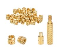 sourcing map 20 Pcs Threaded Inserts with Soldering Iron Tip Press Tool, M5 x 6.5mm H x 7mm OD Brass Metric Knurled Nuts Heat Set Inserts Embedment Nut for 3D Printing Plastic Parts