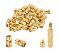 sourcing map 20 Pcs Threaded Inserts with Soldering Iron Tip Press Tool, M6 x 12mm H x 8mm OD Brass Metric Knurled Nuts Heat Set Inserts Embedment Nut for 3D Printing Plastic Parts