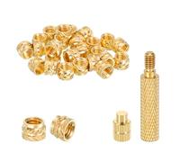 sourcing map 20 Pcs Threaded Inserts with Soldering Iron Tip Press Tool, M6 x 5mm H x 8mm OD Brass Metric Knurled Nuts Heat Set Inserts Embedment Nut for 3D Printing Plastic Parts