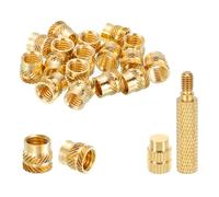 sourcing map 20 Pcs Threaded Inserts with Soldering Iron Tip Press Tool, M8 x 10mm H x 10mm OD Brass Metric Knurled Nuts Heat Set Inserts Embedment Nut for 3D Printing Plastic Parts