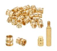 sourcing map 20 Pcs Threaded Inserts with Soldering Iron Tip Press Tool, M8 x 12mm H x 10mm OD Brass Metric Knurled Nuts Heat Set Inserts Embedment Nut for 3D Printing Plastic Parts
