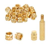 sourcing map 20 Pcs Threaded Inserts with Soldering Iron Tip Press Tool, M8 x 8mm H x 10mm OD Brass Metric Knurled Nuts Heat Set Inserts Embedment Nut for 3D Printing Plastic Parts