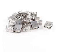 sourcing map 20 Pcs USB Female Type A Port 4-Pin DIP 90 Degree Jack Socket Connector