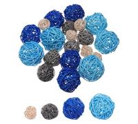 sourcing map 20 Pcs Vase Filler Decorative Balls, 2.4/2/1.6/1.2" Light Blue/Blue/Gray/Beige Wicker Rattan Decor, Balls Bowl Fillers for Home Decor,Center Table