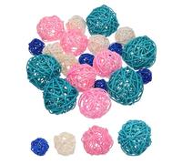 sourcing map 20 Pcs Vase Filler Decorative Balls, 2.4/2/1.6/1.2" Sky Blue/Light Pink/White/Blue Wicker Rattan Decor, Balls Bowl Fillers for Home Decor,Center Table