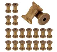 sourcing map 20 Pcs Wooden Spool for Craft, 1.2"/30 mm Wooden Empty Spools Unfinished Wooden Ribbon Spools for Art, Thread Twine Ribbon, DIY Crafts Home Decor (Brown)