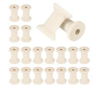 sourcing map 20 Pcs Wooden Spool for Craft, 1.2"/30 mm Wooden Empty Spools Unfinished Wooden Ribbon Spools for Art, Thread Twine Ribbon, DIY Crafts Home Decor (Wooden)