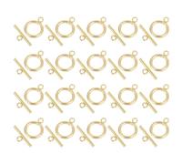 sourcing map 20 Set 304 Stainless Steel OT Toggle Clasps 18mm T-bar Clasp 13mm Ring Toggle Connector Necklace Bracelet Closures for Jewelry Making, Gold