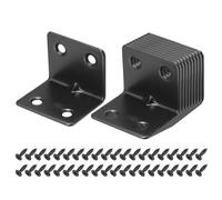 sourcing map 20 Set l Corner Bracket Corner Brace Metal Joint Right Angle Brackets Fastener with Screws for Wood Shelves, Black, 1.22"x1.5"x1.22"