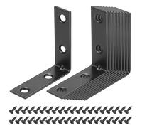 sourcing map 20 Set L Corner Bracket Corner Brace Metal Joint Right Angle Brackets Fastener with Screws for Wood Shelves, Black, 1.97"x0.59"x1.97"