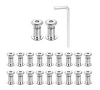 sourcing map 20 Set M6x10mm Hex Drive Socket Cap Bolt and M6x12mm Nut with M4 Hex Wrench, Furniture Connector Bolts and Screws for Furniture Countersunk Belt, Silver
