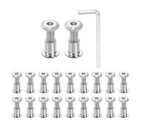 sourcing map 20 Set M6x20mm Hex Drive Socket Cap Bolt and M6x10mm Nuts with M4 Hex Wrench, Furniture Connector Bolts and Screws for Furniture Countersunk Belt, Silver