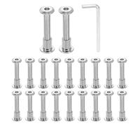 sourcing map 20 Set M6x45mm Hex Drive Socket Cap Bolt and M6x10mm Nuts with M4 Hex Wrench, Furniture Connector Bolts and Screws for Furniture Countersunk Belt, Silver