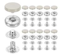 sourcing map 20 Set Snap Fasteners, 12mm #633 Zinc Alloy Press Studs Buttons Popper Stud Cap for Clothing Jeans Jackets Leather Sewing Repairing, Beige