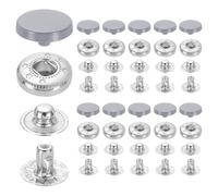 sourcing map 20 Set Snap Fasteners, 12mm #633 Zinc Alloy Press Studs Buttons Popper Stud Cap for Clothing Jeans Jackets Leather Sewing Repairing, Light Gray