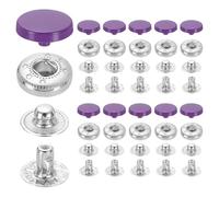 sourcing map 20 Set Snap Fasteners, 12mm #633 Zinc Alloy Press Studs Buttons Popper Stud Cap for Clothing Jeans Jackets Leather Sewing Repairing, Dark Purple