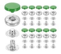 sourcing map 20 Set Snap Fasteners, 12mm #633 Zinc Alloy Press Studs Buttons Popper Stud Cap for Clothing Jeans Jackets Leather Sewing Repairing, Grass Green