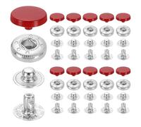 sourcing map 20 Set Snap Fasteners, 12mm #633 Zinc Alloy Press Studs Buttons Popper Stud Cap for Clothing Jeans Jackets Leather Sewing Repairing, Red