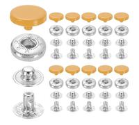 sourcing map 20 Set Snap Fasteners, 12mm #633 Zinc Alloy Press Studs Buttons Popper Stud Cap for Clothing Jeans Jackets Leather Sewing Repairing, Dark Khaki
