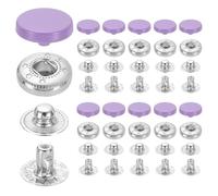 sourcing map 20 Set Snap Fasteners, 12mm #633 Zinc Alloy Press Studs Buttons Popper Stud Cap for Clothing Jeans Jackets Leather Sewing Repairing, Light Purple