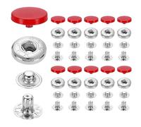sourcing map 20 Set Snap Fasteners, 15mm #831 Zinc Alloy Press Studs Buttons Popper Stud Cap for Clothing Jeans Jackets Leather Sewing Repairing, Red