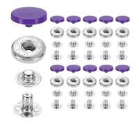 sourcing map 20 Set Snap Fasteners, 15mm #831 Zinc Alloy Press Studs Buttons Popper Stud Cap for Clothing Jeans Jackets Leather Sewing Repairing, Dark Purple
