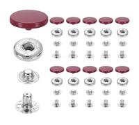 sourcing map 20 Set Snap Fasteners, 17mm #831 Zinc Alloy Press Studs Buttons Popper Stud Cap for Clothing Jeans Jackets Leather Sewing Repairing, Dark Red