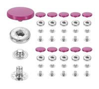 sourcing map 20 Set Snap Fasteners, 17mm #831 Zinc Alloy Press Studs Buttons Popper Stud Cap for Clothing Jeans Jackets Leather Sewing Repairing, Rose Red