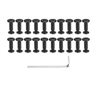 sourcing map 20 Sets Binding Post Screw, M3x5.5mm Bolts Female 4x11.5mm Hex Drive Socket Cap Screw Rivets Chicago Screws Furniture Bolts Stainless Steel with Wrench for Furniture Repair, Black