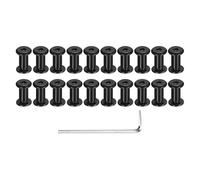 sourcing map 20 Sets Binding Post Screw, M4x6.5mm Bolts Female 5x10mm Hex Drive Socket Cap Screw Rivets Chicago Screws Furniture Bolts Stainless Steel with Wrench for Furniture Repair, Black