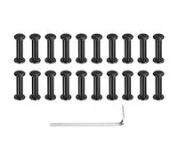 sourcing map 20 Sets Binding Post Screw, M4x8.5mm Bolts Female 5x18mm Hex Drive Socket Cap Screw Rivets Chicago Screws Furniture Bolts Stainless Steel with Wrench for Furniture Repair, Black