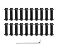 sourcing map 20 Sets Binding Post Screw, M4x9.5mm Bolts Female 5x22.5mm Hex Drive Socket Cap Screw Rivets Chicago Screws Furniture Bolts Stainless Steel with Wrench for Furniture Repair, Black