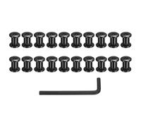 sourcing map 20 Sets Binding Post Screw, M6x8.5mm Bolts Female 8x11mm Hex Drive Socket Cap Screw Rivets Chicago Screws Furniture Bolts Stainless Steel with Wrench for Furniture Repair, Black
