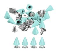 sourcing map 20 Sets Cone Spikes Studs, 7x10mm Studs and Spike Metal Screw Back Rivet for Clothing Belts Bags Shoes DIY Leathercraft, Green