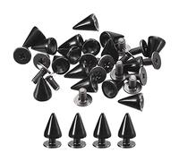 sourcing map 20 Sets Cone Spikes Studs, 7x10mm Studs and Spike Metal Screw Back Rivet for Clothing Belts Bags Shoes DIY Leathercraft, Black