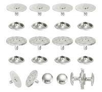 sourcing map 20 Sets Magnetic Snap Buttons, 18 mm Round Snaps Closures with Cap, Clasp Stud Buttons Fasteners for Sewing Leather Purse Clothes DIY Craft, Silver Tone