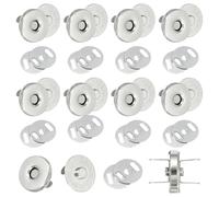 sourcing map 20 Sets Magnetic Snap Buttons, 18 mm Round Snaps Closures with Washer, Clasp Buttons Fasteners for Sewing Leather Purse Clothes DIY Craft, Silver Tone