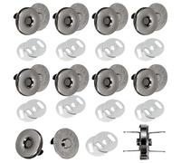 sourcing map 20 Sets Magnetic Snap Buttons, 18 mm Round Snaps Closures with Washer, Clasp Buttons Fasteners for Sewing Leather Purse Clothes DIY Craft, Black