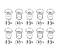sourcing map 20 Sets Shoelace Hook, Boot Lace Hooks D-Ring Eyelet Buckles with Rivets, Boots Eyelet Repair Clip for Hiking Boots Shoe Leather Bag, 9x14mm Silver