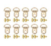 sourcing map 20 Sets Shoelace Hook, Boot Lace Hooks D-Ring Eyelet Buckles with Rivets, Boots Eyelet Repair Clip for Hiking Boots Shoe Leather Bag, 9x14mm Gold