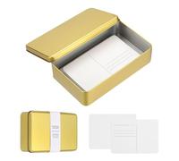 sourcing map 20 Sheets Watercolor Postcards, 100% Cotton 4x6 Inch Watercolor Paper with Gold Tin Box Blank Postcards Cold Pressed for Mailing Painting Invitations Greeting Cards(140lb/300gsm)