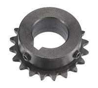 sourcing map 20 Tooth Roller Sprocket B Type, #25 Chain, Single Strand 1/4" Pitch, 19mm Bore Black Oxide C45 Carbon Steel, Keyway with Set Screws for ISO 04C