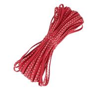 sourcing map 20 Yards Faux Leather Suede Cord with Rivet, 5mm Studded Microfiber Leather String Rope for DIY Making Necklaces, Bracelets (Red)