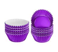 sourcing map 200 Count Purple Foil Muffins Cupcake Liners Standard Size Metallic Baking Cups Wrappers Greaseproof for Party Wedding Birthday