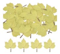 sourcing map 200 Pack Artificial Maple Leaves Fall Leave Cutouts Stickers Thanksgiving Day Autumn Leaf Decorate Yellow with Glue 2.8x3.3 Inch for Wedding Thanksgiving Parties Crafts