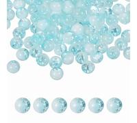 sourcing map 200 Pcs 10mm Crackle Glass Beads for Jewelry Making, Crystal Glass Round Spacer Beads Bulk Loose Bead for DIY Craft Earring Necklace Bracelet Jewelry, Blue