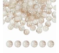 sourcing map 200 Pcs 10mm Crackle Glass Beads for Jewelry Making, Crystal Glass Round Spacer Beads Bulk Loose Bead for DIY Craft Earring Necklace Bracelet Jewelry, Khaki