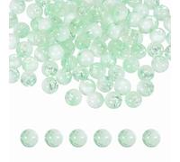 sourcing map 200 Pcs 10mm Crackle Glass Beads for Jewelry Making, Crystal Glass Round Spacer Beads Bulk Loose Bead for DIY Craft Earring Necklace Bracelet Jewelry, Green